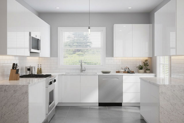 Cocinas en blanco y gris pequeñas con porcelanato baratas